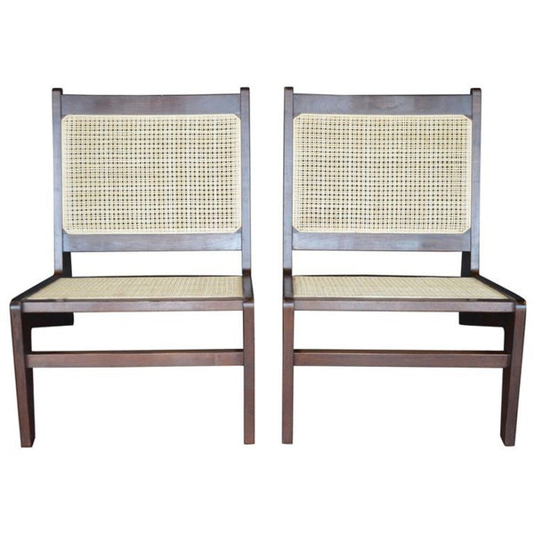 Pair of Pierre Jeanneret Style 'Kangourou' Cane Lounge Chairs, 1950's.