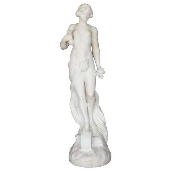 Late 19th Century Italian Carrara Marble Statue of a Young Lady.