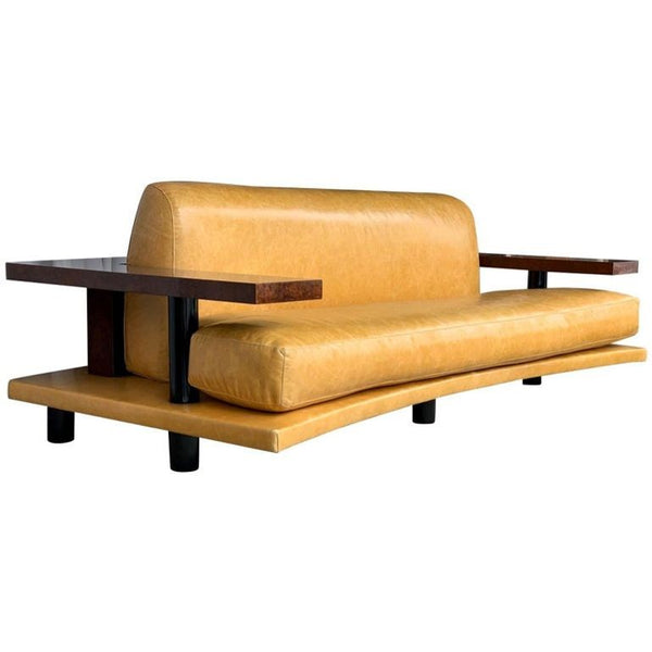 American Art Deco Style Burl Walnut Sofa