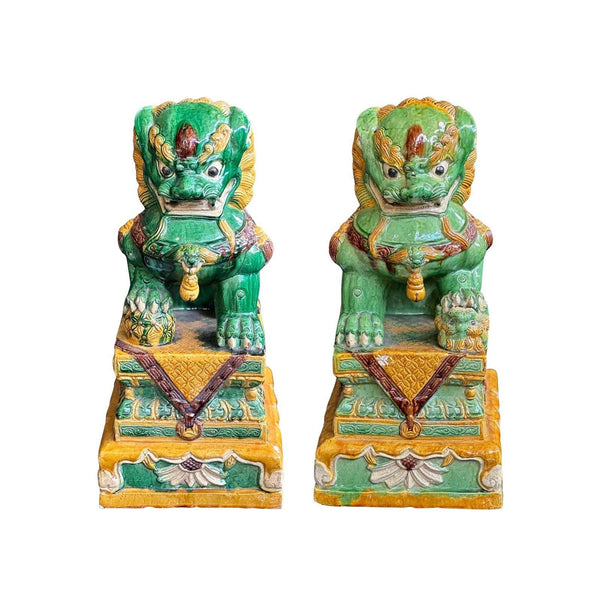 Pair of Late 19th Century Chinese Porcelain Foo Dogs