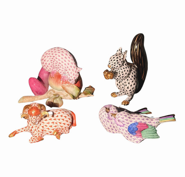 Set of Four Herend Hungary Porcelain Animal Figurines