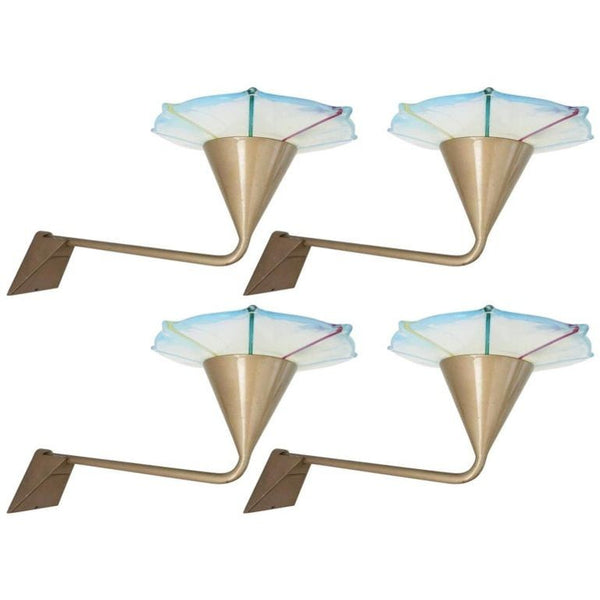 Set of Four Multicolor Murano Glass Wall Sconces by Leucos, Italy, 1970's.