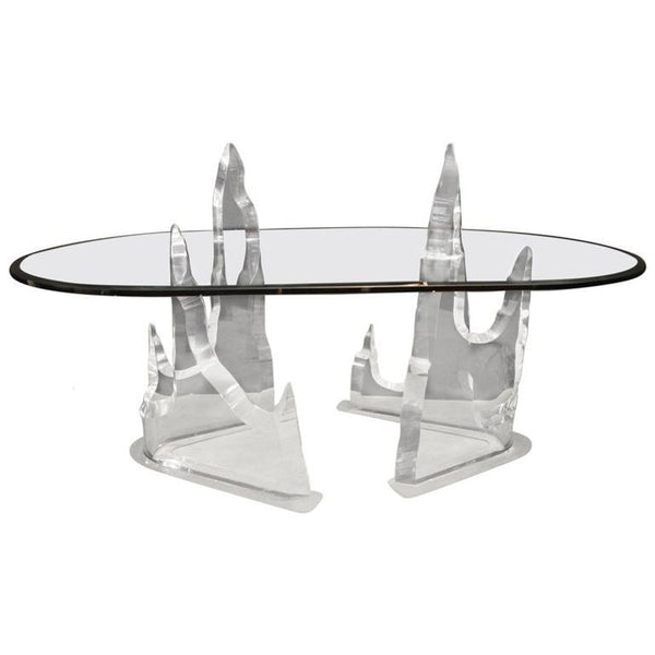 Stunning Signed Lion in Frost "Iceberg" Acrylic Dining Table, U.S.A. 1970's.