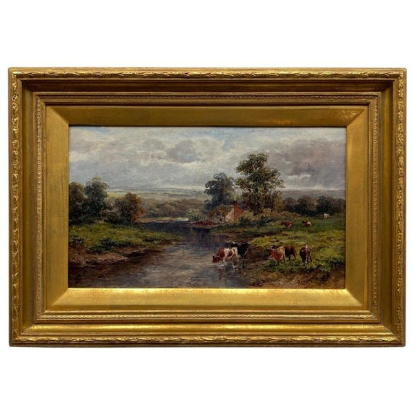 19th Century Pastoral Landscape Oil Painting by F. Allen