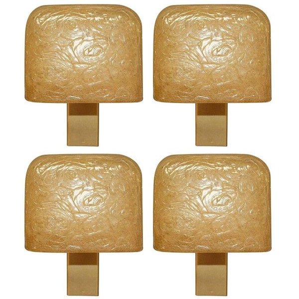 Set of Four Vintage Modernist Amber Resin Sconces by Aqua Signal, Germany, 1960s