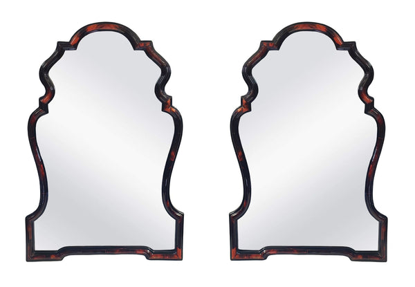 Pair of Chippendale Style Red Horn & Resin Wall Mirrors. U.S.A. 1980's.