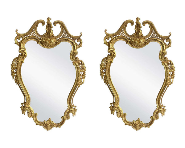 Pair of Early 20th Century Louis XV Style D'ore Bronze Mirrors