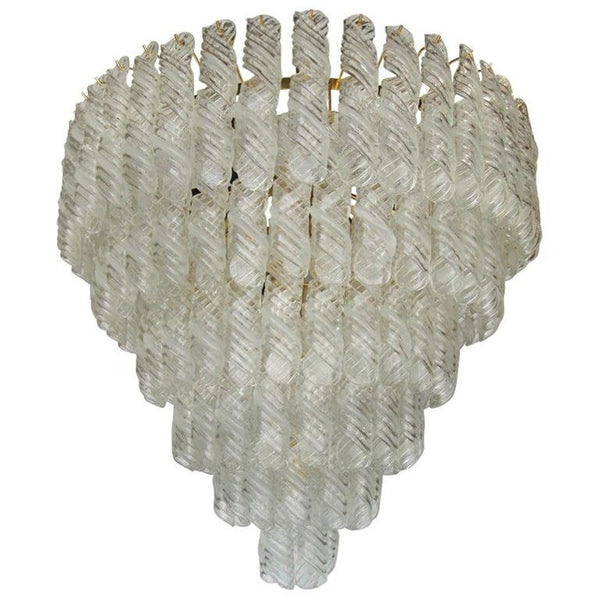 Fantastic Spiral Glass Chandelier with Murano Glass
