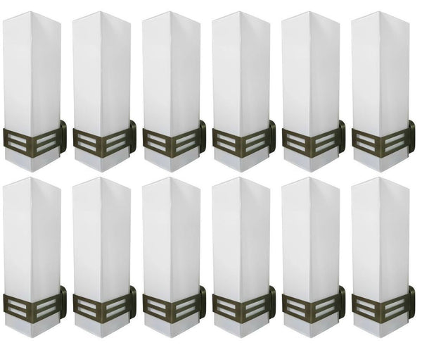 Set of 12 Grattacielo Frosted Murano Glass Sconces, Italy, 1990's.