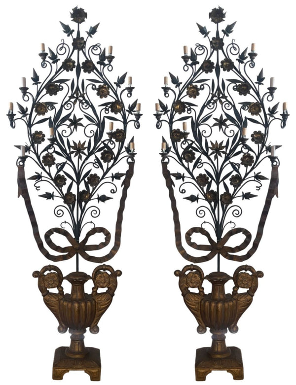 Monumental Pair of Italian Girandoles (Tree‑Form Candelabra) Mid‑20th Century.