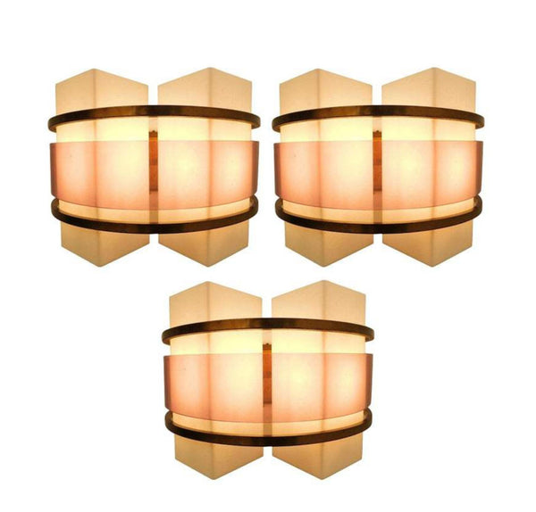 Rare Set of Three Sconces Designed by Oscar Torlasco for Stilux Milano. Italy.