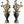 Load image into Gallery viewer, Pair 19th C. French Bronze Candelabra Carved Blue Stone with Gilt Floral Bouquet