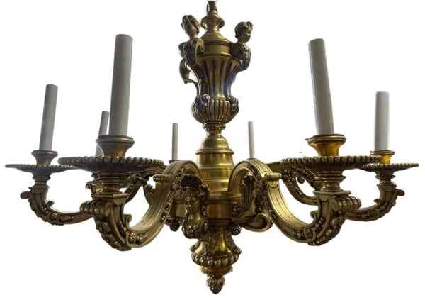 Louis XV "Mazarin" Solid Bronze Chandelier, Late 19th Century, France