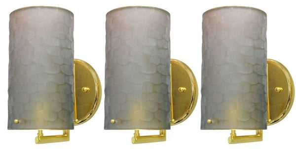 Set of Three Limited Edition Battuto Smoky Murano Glass Sconces. Italy, 1980's.