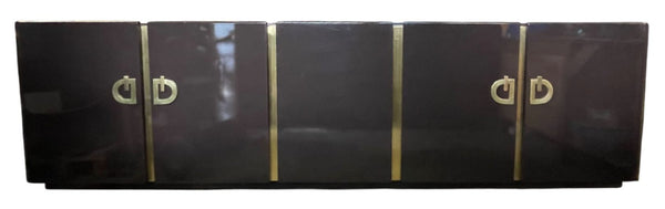 Large Lacquered and Brass-Mounted Credenza by Pierre Cardin. Circa 1960's.