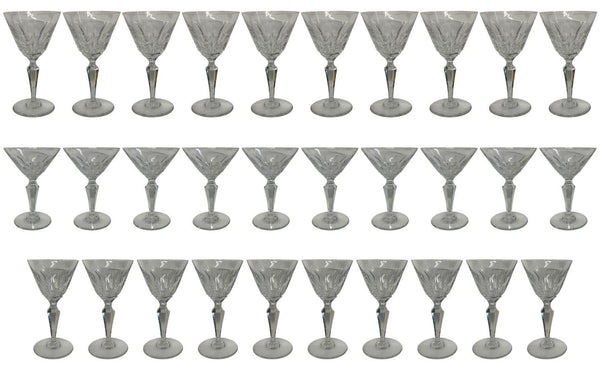Set of Thirty Baccarat Stamped Austerlitz Stemware. Three Sizes. 20th C. France.