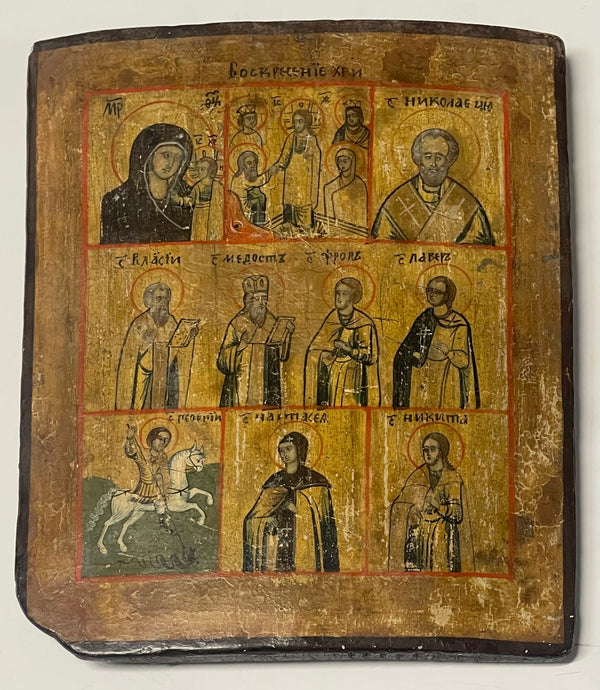 19th Century Russian School Icon with Three Registers