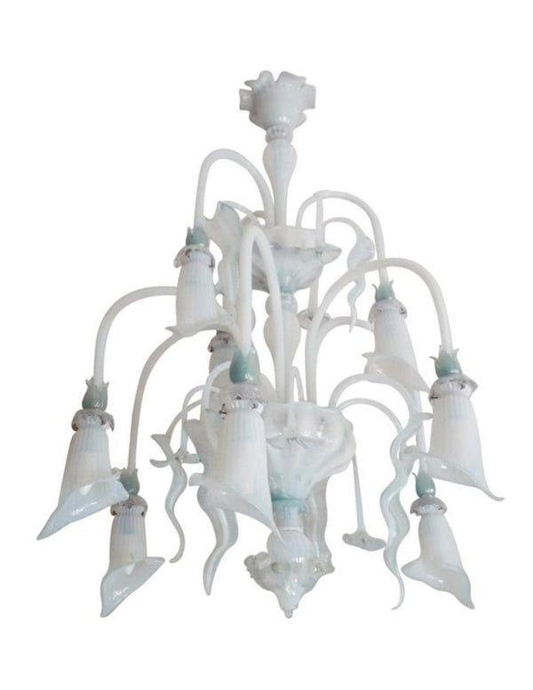 Venetian Opaline and Blue Chandelier by Galliano Ferro, 1950's.