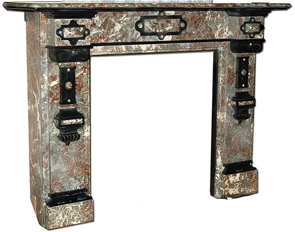 Early 20th Century French Breccia Violetta Marble Fireplace Mantel