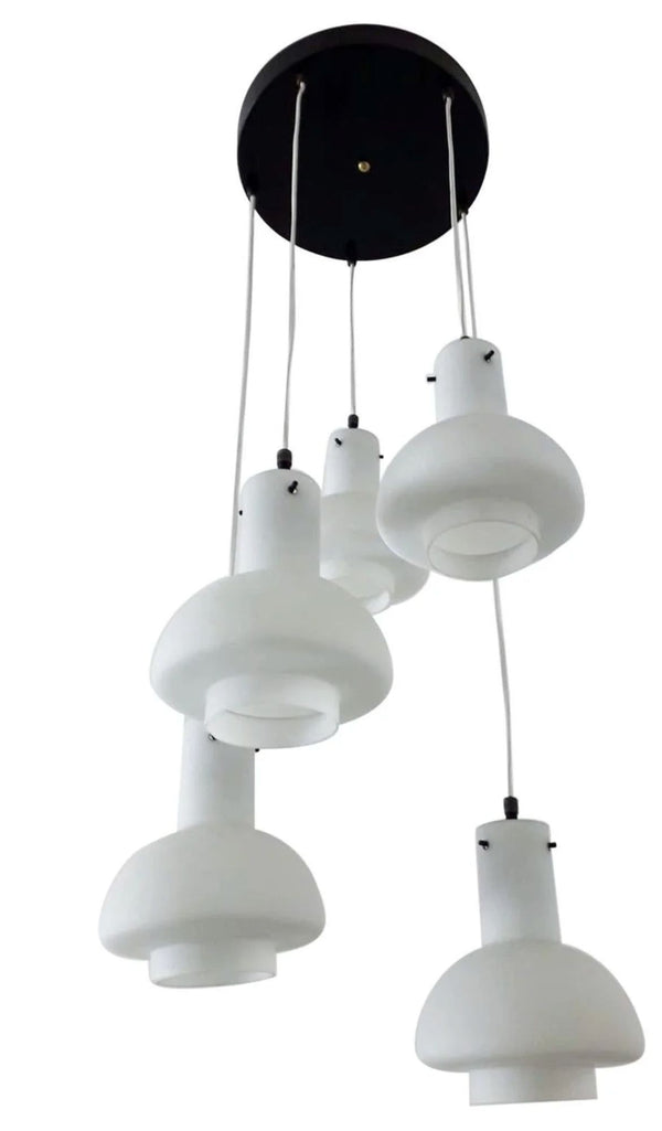 Stilnovo Italian Pendant Flush Mount, 5 Lights, Adjustable, 1960's.