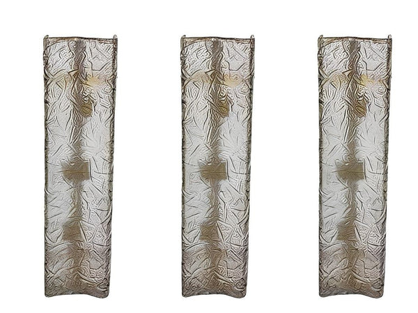 Set of Three Smoky Murano Glass Sconces Designed by Mazzega, Italy, 1960's.