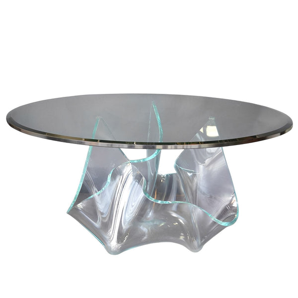 Handmade Italian Handkerchief Glass Base Center Table, 1970's.