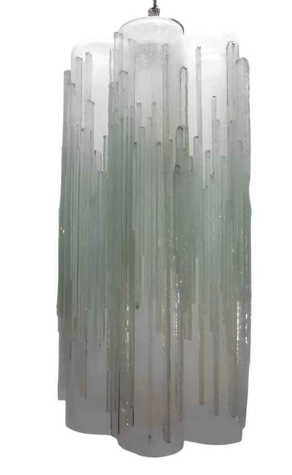 Vintage Pendant w/ Frosted Murano Glass Tubes Designed by Poliarte, Italy, 1970s