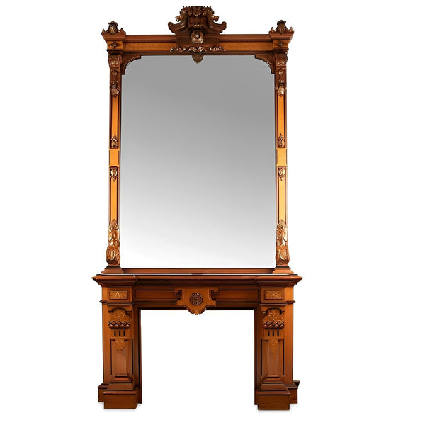 Victorian Renaissance Revival Mantel & Pier Mirror. U.S.A. Late 19th Century.
