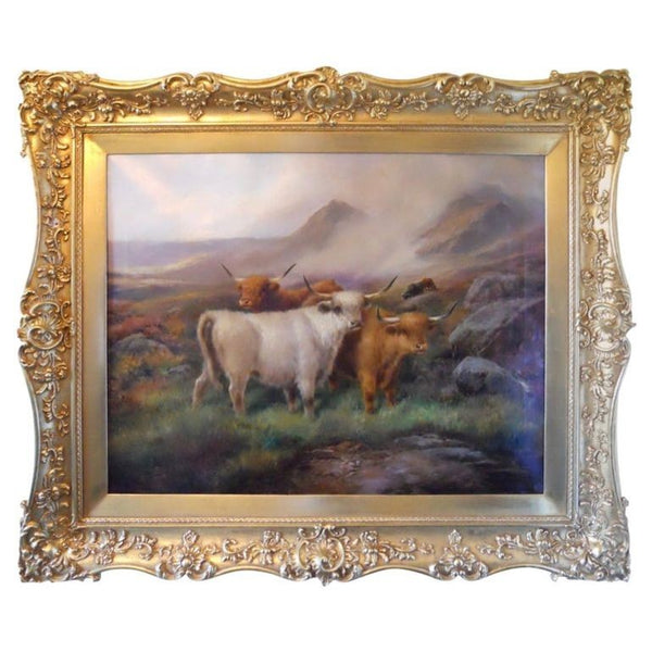 "Morning in the Highland" by John Morris, Signed Oil on Canvas, USA, 1890's.