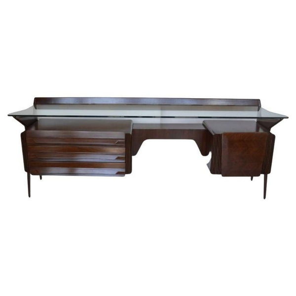 Mid-Century Italian Walnut & Rosewood Vanity Console by Carlo De Carli. 1950's.