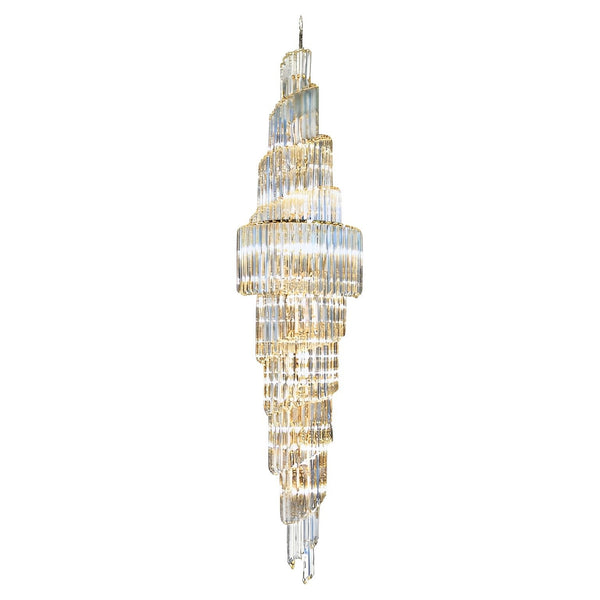 Venini Double-Tier Swirling Chandelier with Triedri Glass Prisms. Italy, 1970's