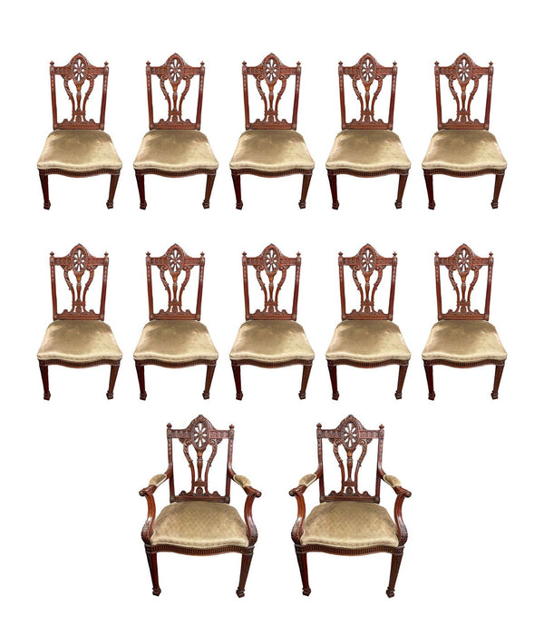 Set of Twelve 19th Century English Edwardian Mahogany Dining Chairs