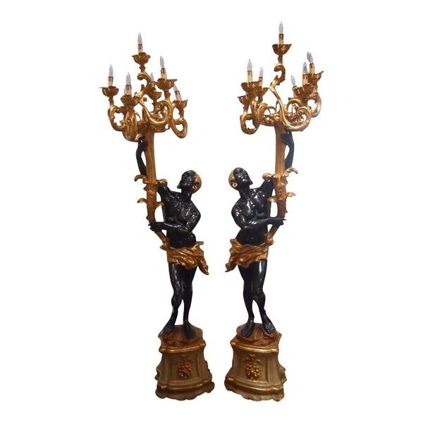 Early 20th Century Pair of Venetian Blackamoor Torcheres.