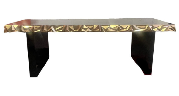 Luxurious Modern Console Table with Black Resin & Brass Details, U.S.A. 21st C.