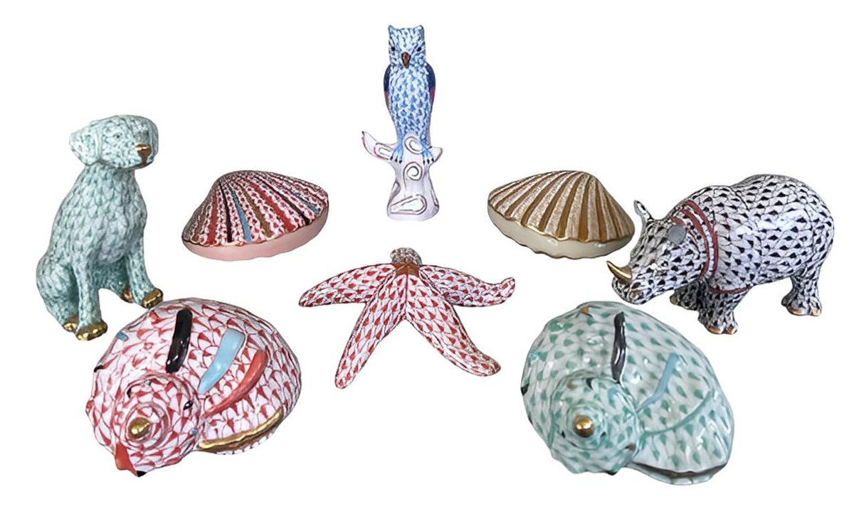 Set of Eight Hand-Painted Porcelain Figurines–Herend-Hungary, Late