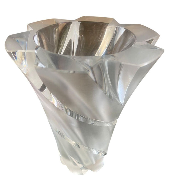 Lalique "Narcisse" Swirl Glass Vase, Signed. France, 1970's.