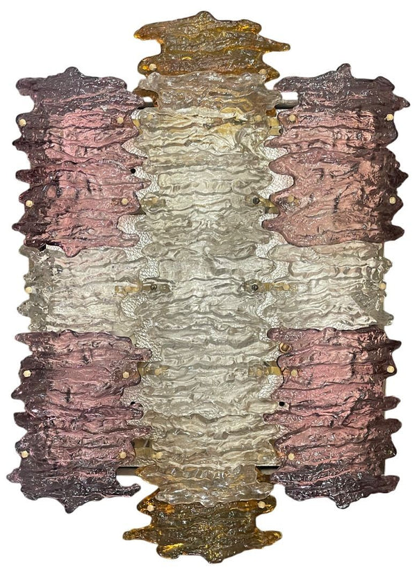 Rare Murano Glass Sconce or Flush Mount Designed by AV Mazzega. Italy, 1960's.