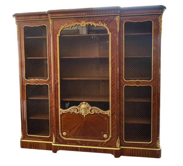 Signed Paul Sormani Bronze-Mounted Three-Door Cabinet / Vitrine, France, 19th C.