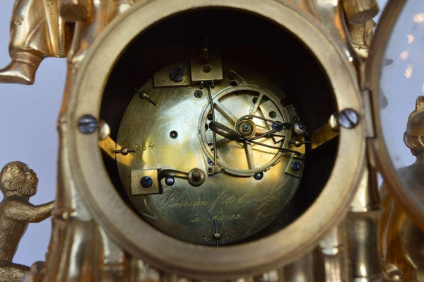 19th C Louis XV Style Gilt Bronze Elephant Clock Signed by Barreau F. de Bronzes