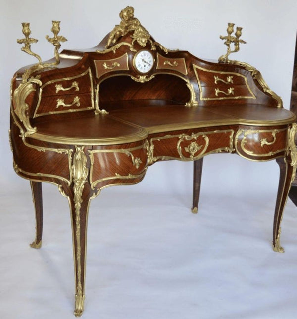 French Palatial Louis XV Gilt Bronze Bureau-Plat Cartonnier '19th Century'