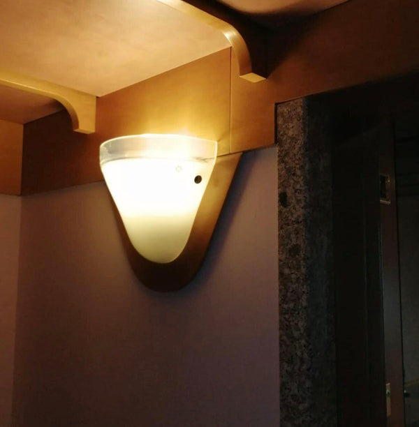 Set of Twelve Milky White Murano Glass Sconces by Leucos. Italy, 1960's.