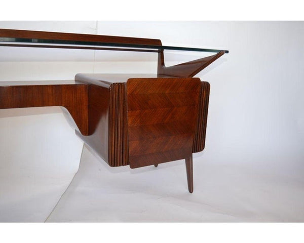 Mid-Century Italian Walnut & Rosewood Vanity Console by Carlo De Carli. 1950's.