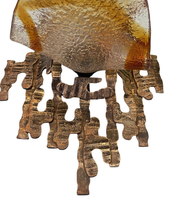 Pair of Murano Glass Sconces by Mazzega on Brutalist Metal Frames. Italy, 1970's