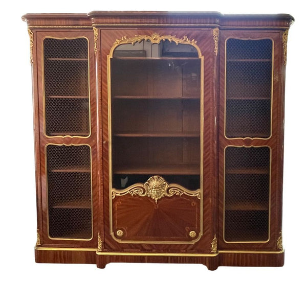 Signed Paul Sormani Bronze-Mounted Three-Door Cabinet / Vitrine, France, 19th C.