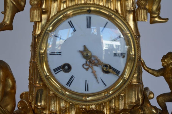 19th C Louis XV Style Gilt Bronze Elephant Clock Signed by Barreau F. de Bronzes