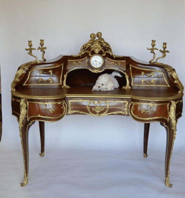 French Palatial Louis XV Gilt Bronze Bureau-Plat Cartonnier '19th Century'