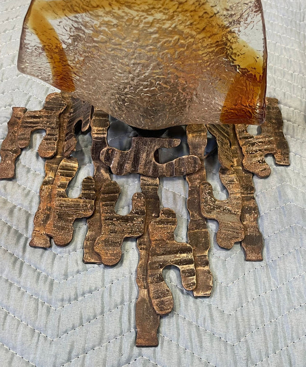 Pair of Murano Glass Sconces by Mazzega on Brutalist Metal Frames. Italy, 1970's