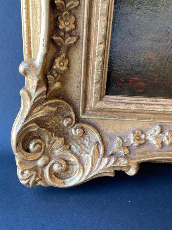 "Three Hunters by a Dovecot" by E. Tolley / Signed & Dated 1872.