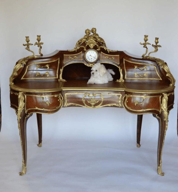 French Palatial Louis XV Gilt Bronze Bureau-Plat Cartonnier '19th Century'