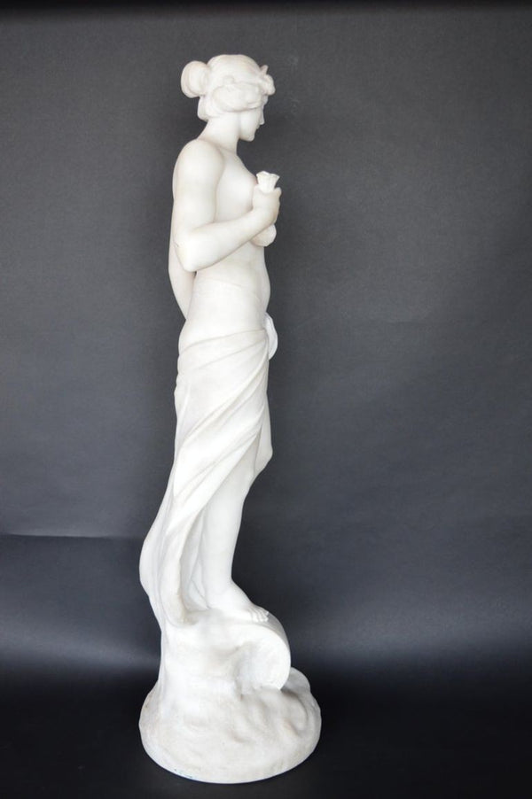 Late 19th Century Italian Carrara Marble Statue of a Young Lady.